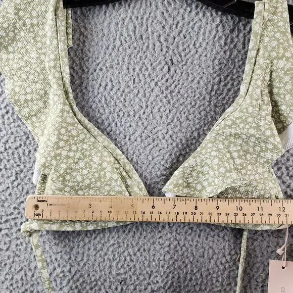 Eberjey Graziela Bikini Top Women's M Pear/Ivory Floral Ruffle Trim Tie Closure - Picture 8 of 15